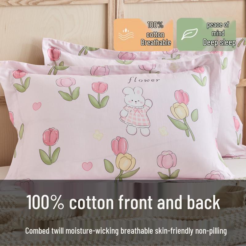 Set of Two 100% Cotton Large Pillowcases, Thick 48x74cm for Home Use