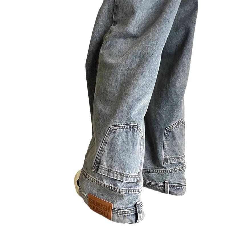 Men's Inverted Design Loose Straight Jeans - Urban Hiphop Style