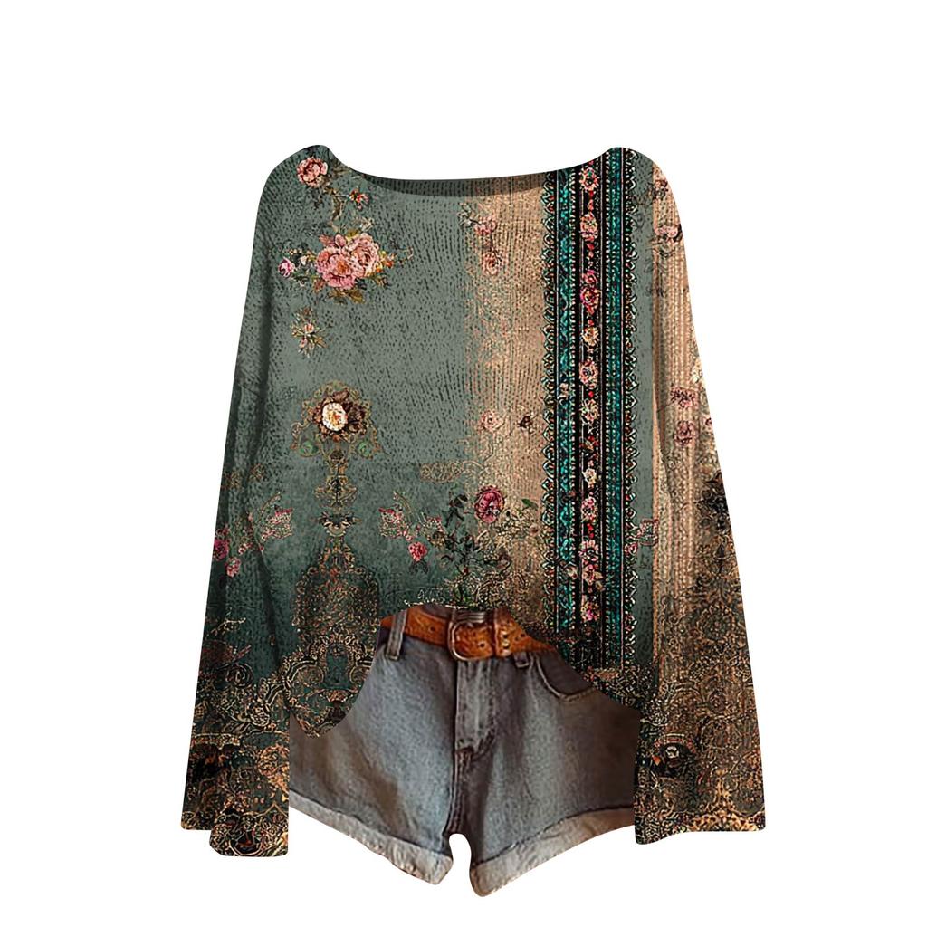 Women's Round Neck Lightweight Sweater Casual Long Sleeve Knit Pullover