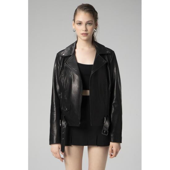 Palton de damă, elegant și confortabil K2165 Jumbo, din piele naturală, de damă