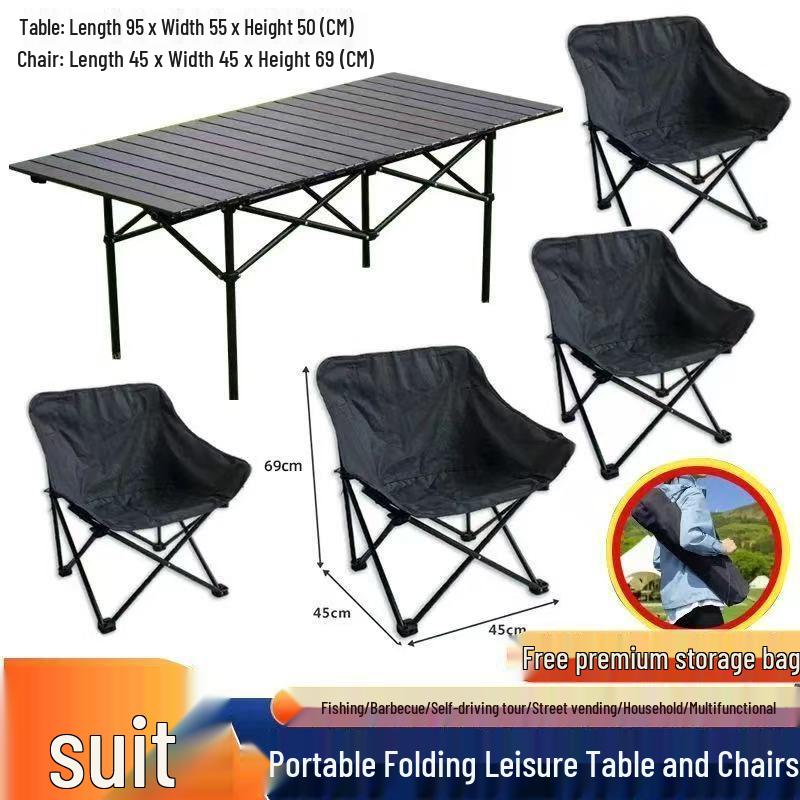 Portable Folding Camping Table & Chair Set - Roll-up Picnic Gear for Outdoors