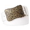 Retro Women Belt Metal Buckle Weave Arabesque Floral Pattern Belts Jeans Trend Punk Rock Decoration Waistband Gift For Women