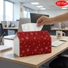 2D Flat, 1pc Tissue Box, Printed On Both Sides, Red Snowflake Christmas Tissue Box Compact Decorative Tissue Dispenser with Red Snowflakes, Storage Fo