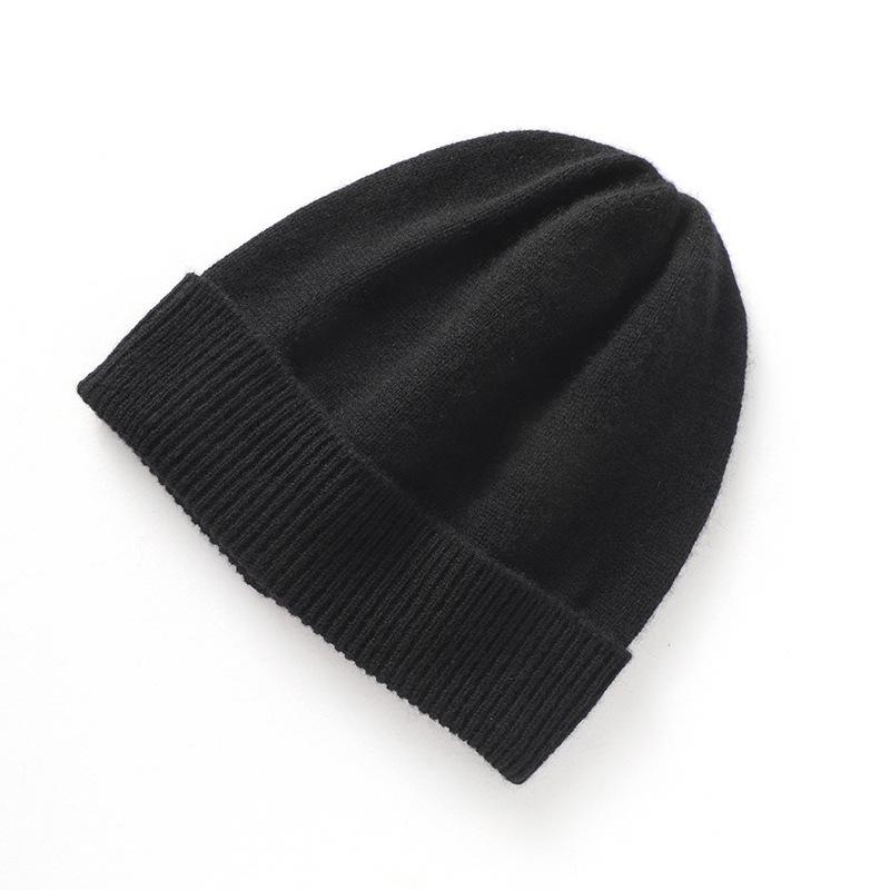

Soft Cashmere Autumn and Winter New Style Unisex Casual Ear Protection Pile Hat Cuffed Fashionable Knitted Hat One size