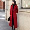 Winter Overcoat Solid Color Mid-calf Length Formal Long Sleeves Wear-resistant Keep Warm Business Double-breasted Coat Lady Coat for Prom