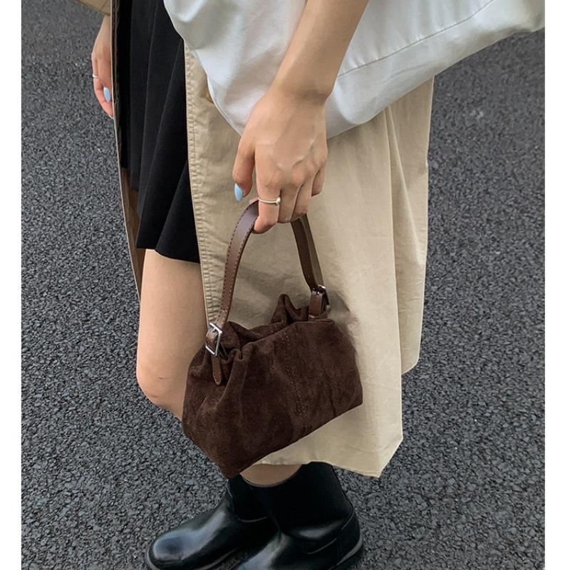 Mori Bright Color Faux Suede Women's Shoulder Bags Fashi Versatile Ladies Handbag Casual Bucket Type Female Messenger Bag