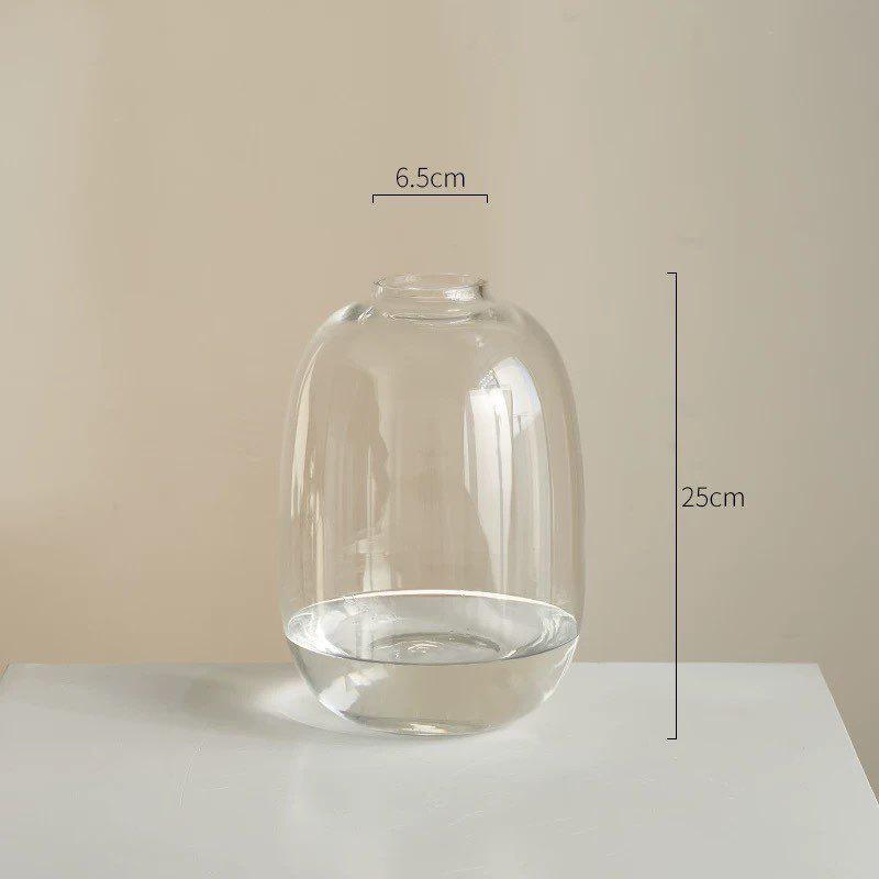Japanese-Style Large Belly Glass Vase for Living Room Decor