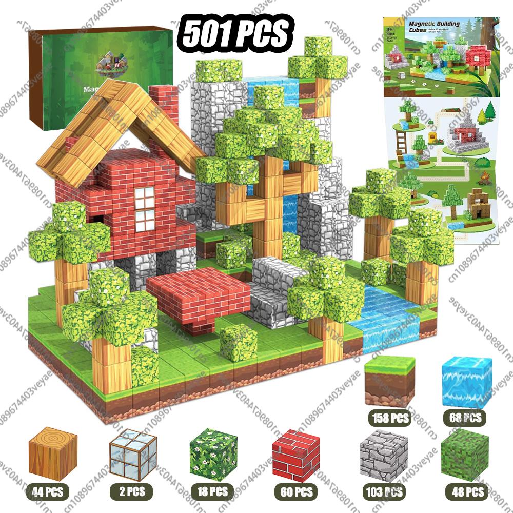 Magnetic Building Blocks Toy Build Mine World Magnet Cube Set for Boy Girl Kid Age 3+ DIY Model Children Stem Sensory Toys Gift