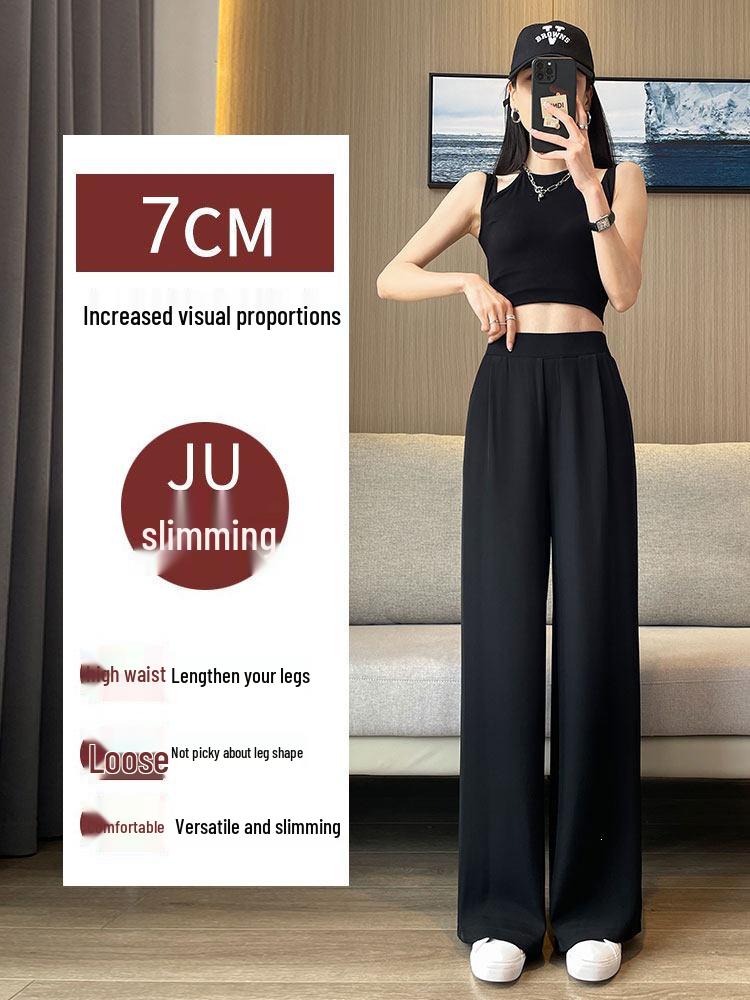 2026 Summer Women's High-Waist Korean Style Wide-Leg Slim Fit Cropped Suit Pants