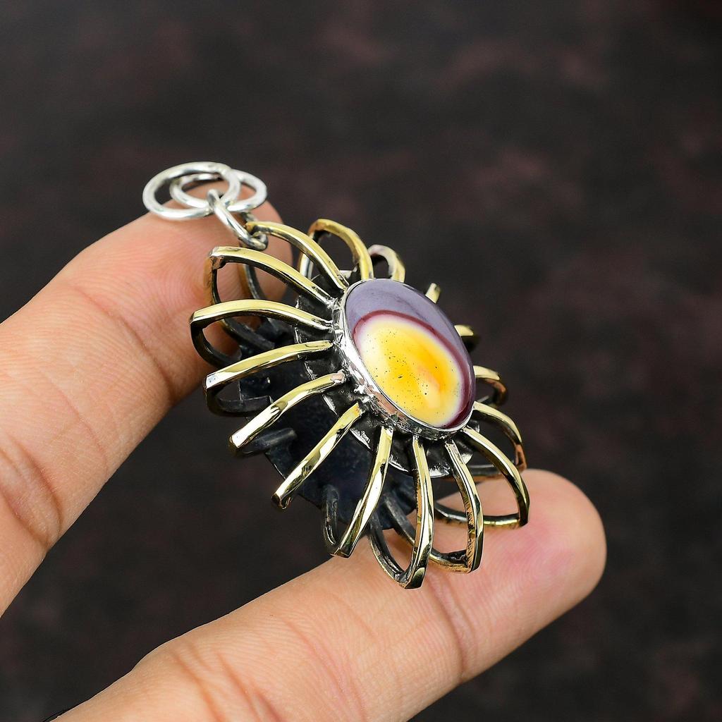 Mookaite Pendant Original Gemstone Jewelry 925 Sterling Silver Pendant Cage Pendant Handmade Jewelry 18K Gold Plated Pendant Gift For Bridal