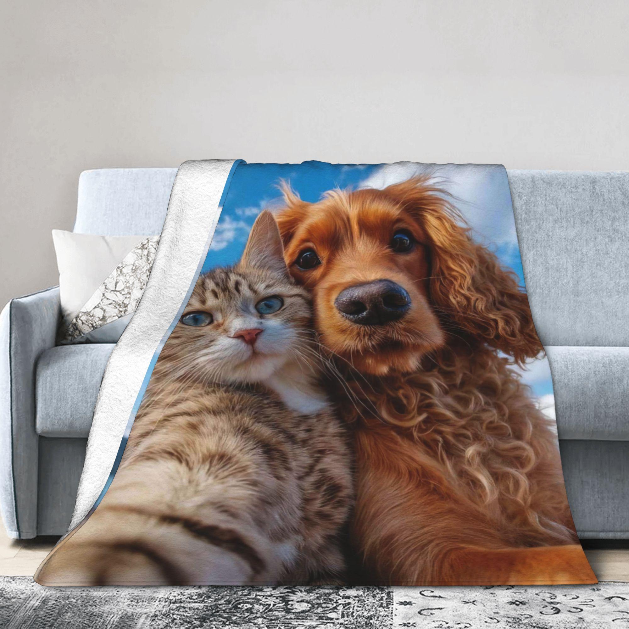 

Funny Dog Selfie Flannel Blanket Winter Super Soft Throw Blanket for Girls Boys Outdoor Comfortable Bedspread Sofa Bed Cover 80x120cm