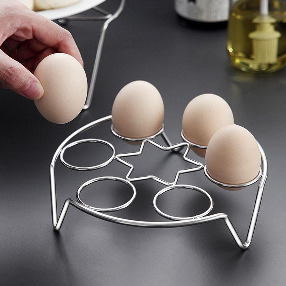 New Stainless Steel Egg Steamer Rack Round 7 Egg Hole Egg Steaming Stand Heavy Duty Steaming Holders Pressure Cooker Accessories