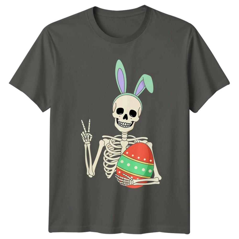 Funny Skeleton Bunny Peace Sign TShirt Skeleton Easter Gift For Him And Her S