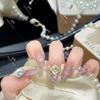 L119 Luxury Purple Cat Eye Rhinestone Gradient Nails