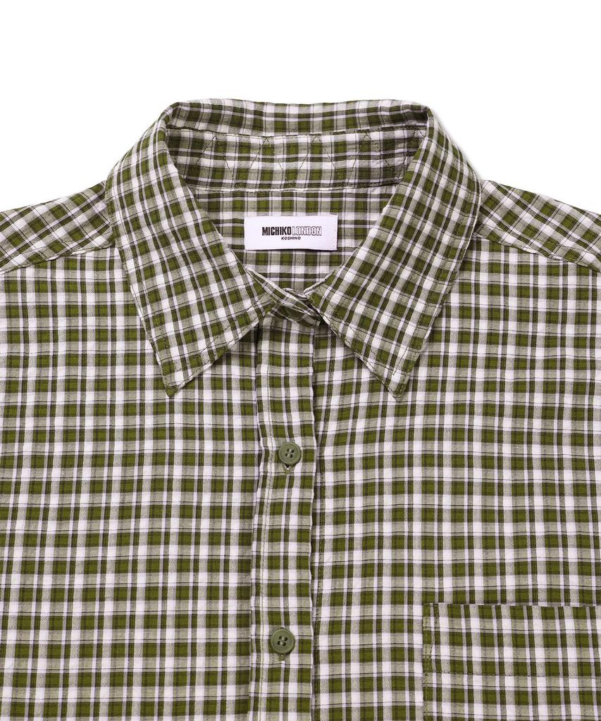 Michikoleondeonkosino Light Oversized Check Shirt Khaki