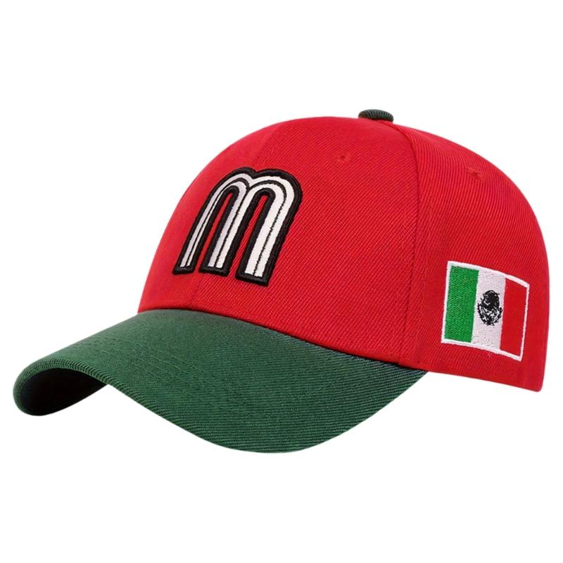 Mexico M Letter Embroidered Baseball Cap Adjustable Cotton Polyester Blend Sunhat For Men Women Kids