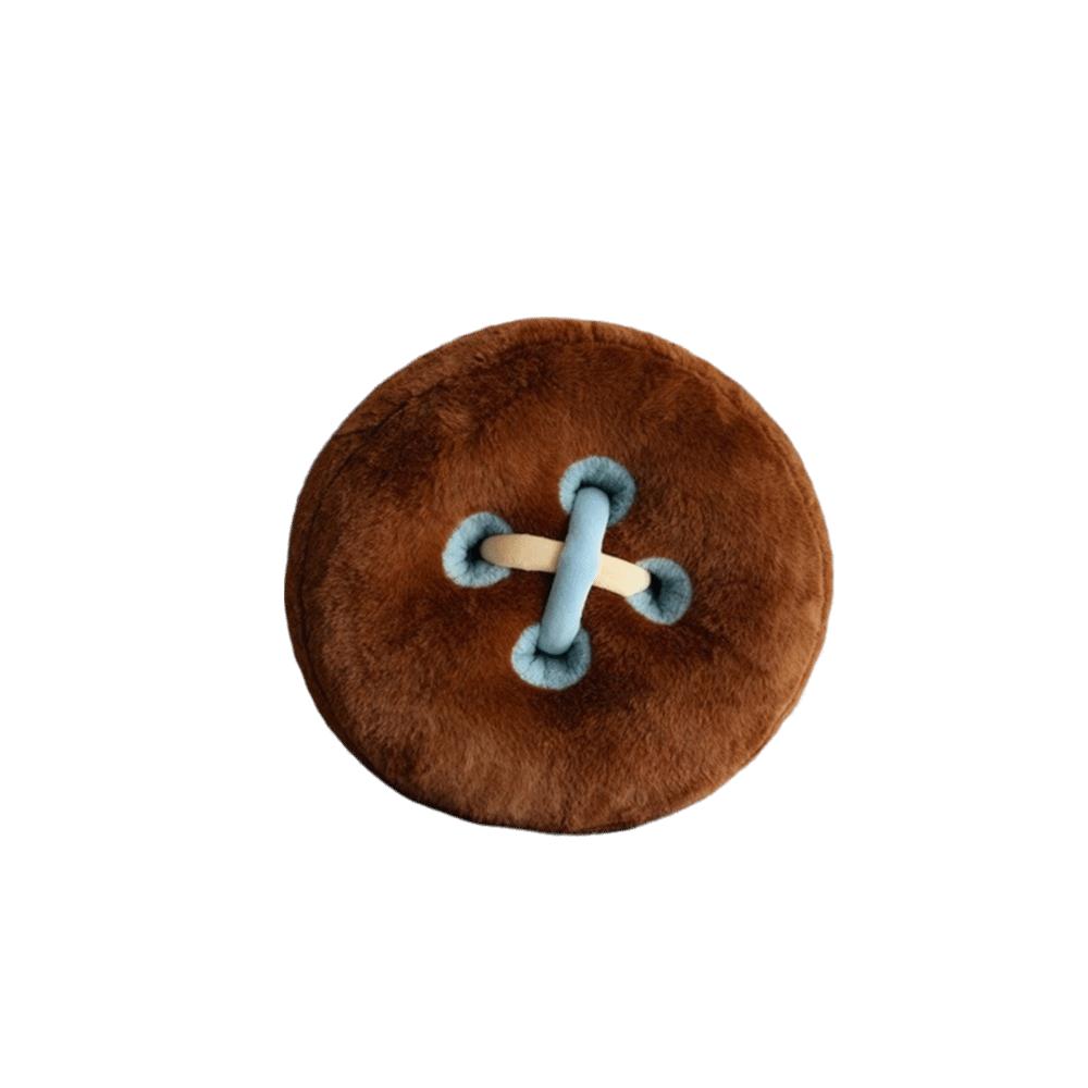 Round Button Accent Pillow Soft Sofa Cushion Creative Simulation Button Pillow Home Decor коричневый