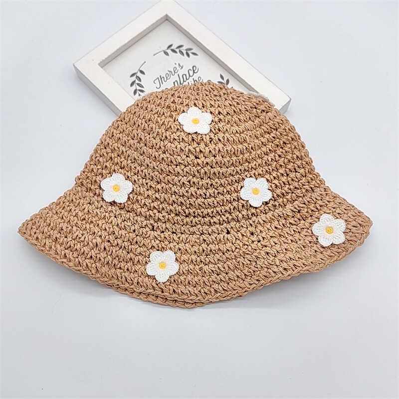 Blue Floral Women s Straw Sun Hat - Summer Face-Slimming Beach Bucket Hat
