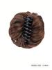 Synthetic Bun Claw Clip Light Brown 6-inch Clip On Hair Wavy Curly Bun Ponytail Extension Wig For Women