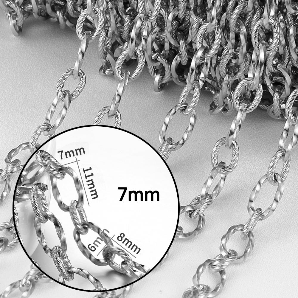 No Fade 1meter 7.5mm Stainless Steel Chain Gold Necklace Rolo Strong Link Chain for Bracelet Jewelry Making Accessories DIY