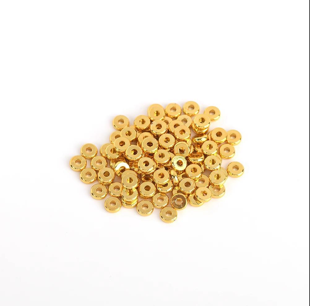 

18K Gold-Filled Spacer Beads, Color-Retentive, for DIY Bracelets & Necklaces, 50-Piece Set 3mm Flat Discs 50 Pieces