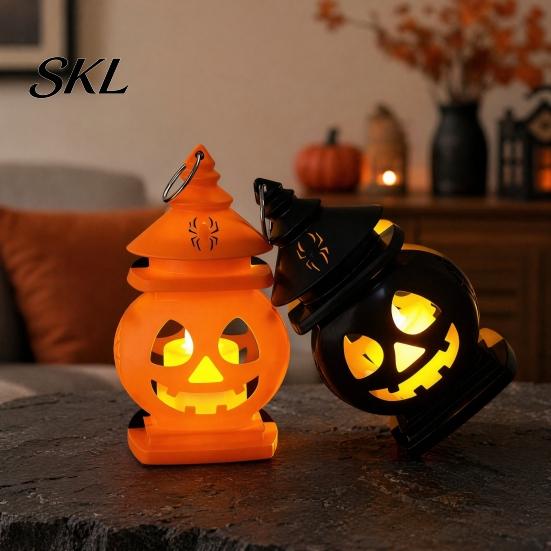 Halloween Pumpkin Lamp Castle Lantern, Handheld Glowing Jack O Lantern Hanging Decor for Kids, Spooky Party Decoration Prop, Night Light Toy Kids