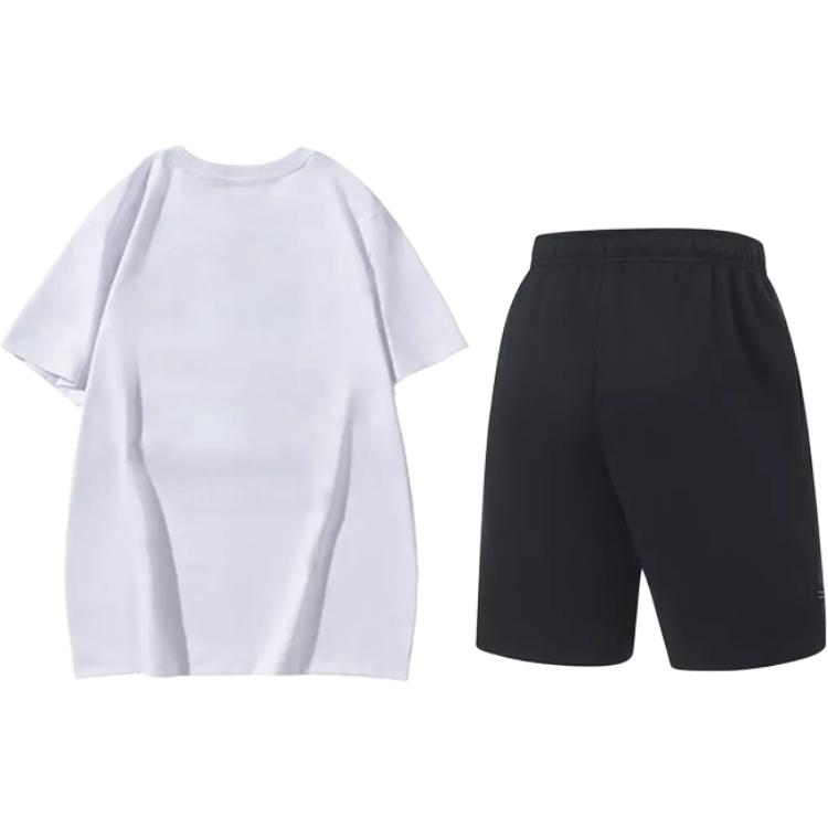 Li Ning Basketball Printed Pattern Round Neck Pullover Short Sleeve T-Shirt Fashion Loose Versatile Shorts Casual Sports Set AHSUA27-1+AKST543-3