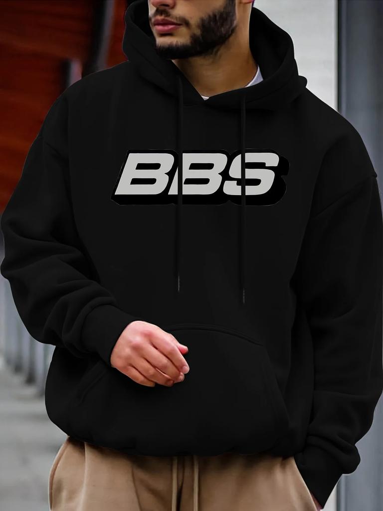 BBS Men's Casual Hoodie Fashion Long-sleeved Loose Casual Hooded Sweatshirt Autumn and Winter Warm Tops