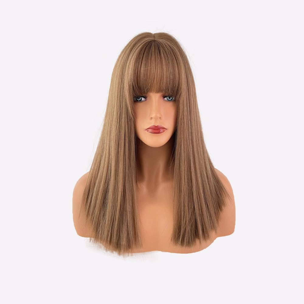 

Прямой парик K-Pop LISA Style Blunt Cut | Легкие дышащие синтетические волосы с тонкой челкой, натуральный черный цвет, средняя длина, для летней женской моды 45cm18inch светло-коричневого