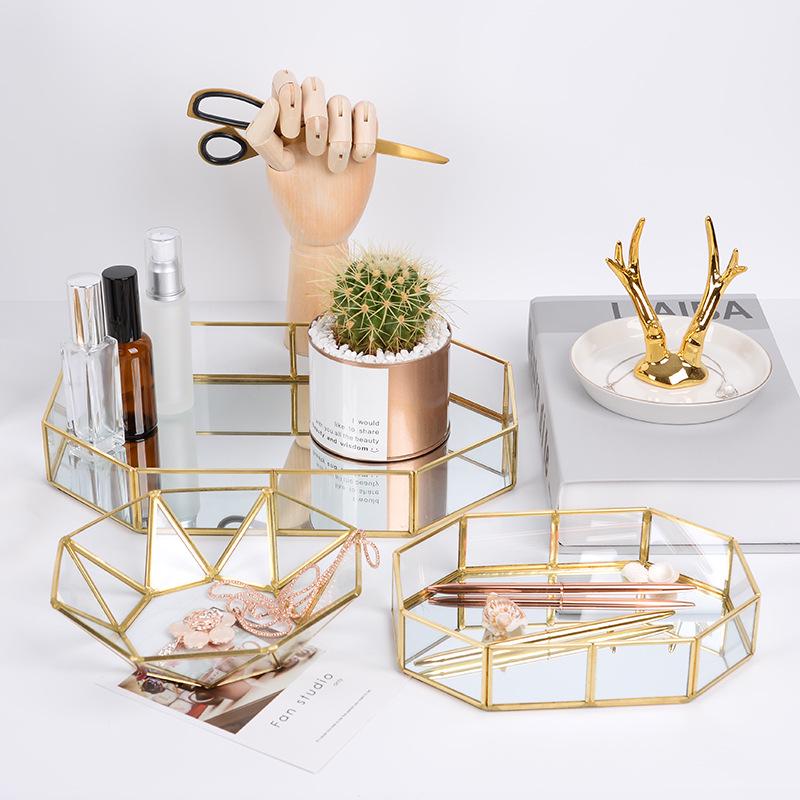 Elegant Glass Storage Box & Cosmetics Organizer Tray