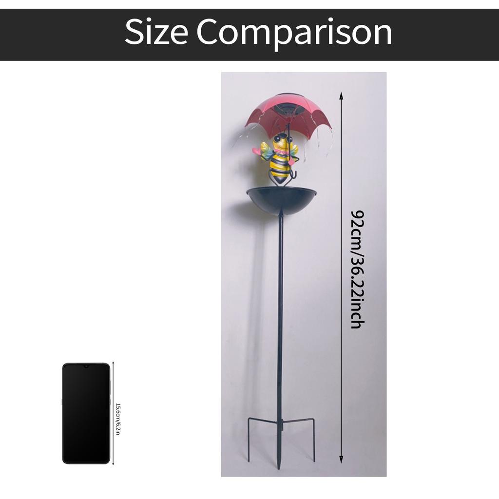 Schmiedeeisen Biene, Regenschirm Vogelhäuschen, Außen Terrasse Garten, Solar-LED Tier-Regenschirmlicht mit Vogelhäuschen