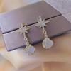 Luxury S925 Silver Needle Star Cat Eye Stone Diamond Women Earrings