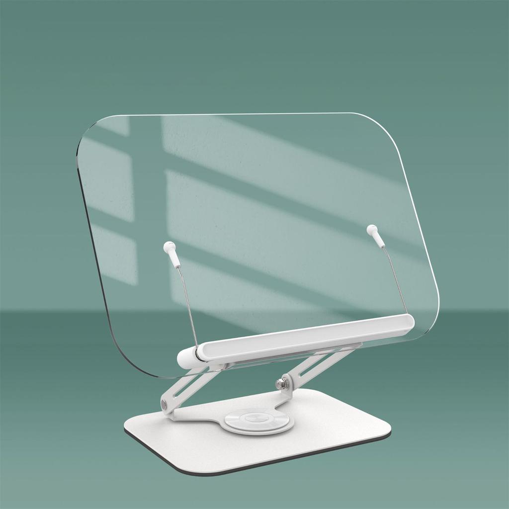 Adjustable Acrylic Book Stand 360 Degree Rotatable Base Optional for Tablets Laptops and Cookbooks Folding Holder