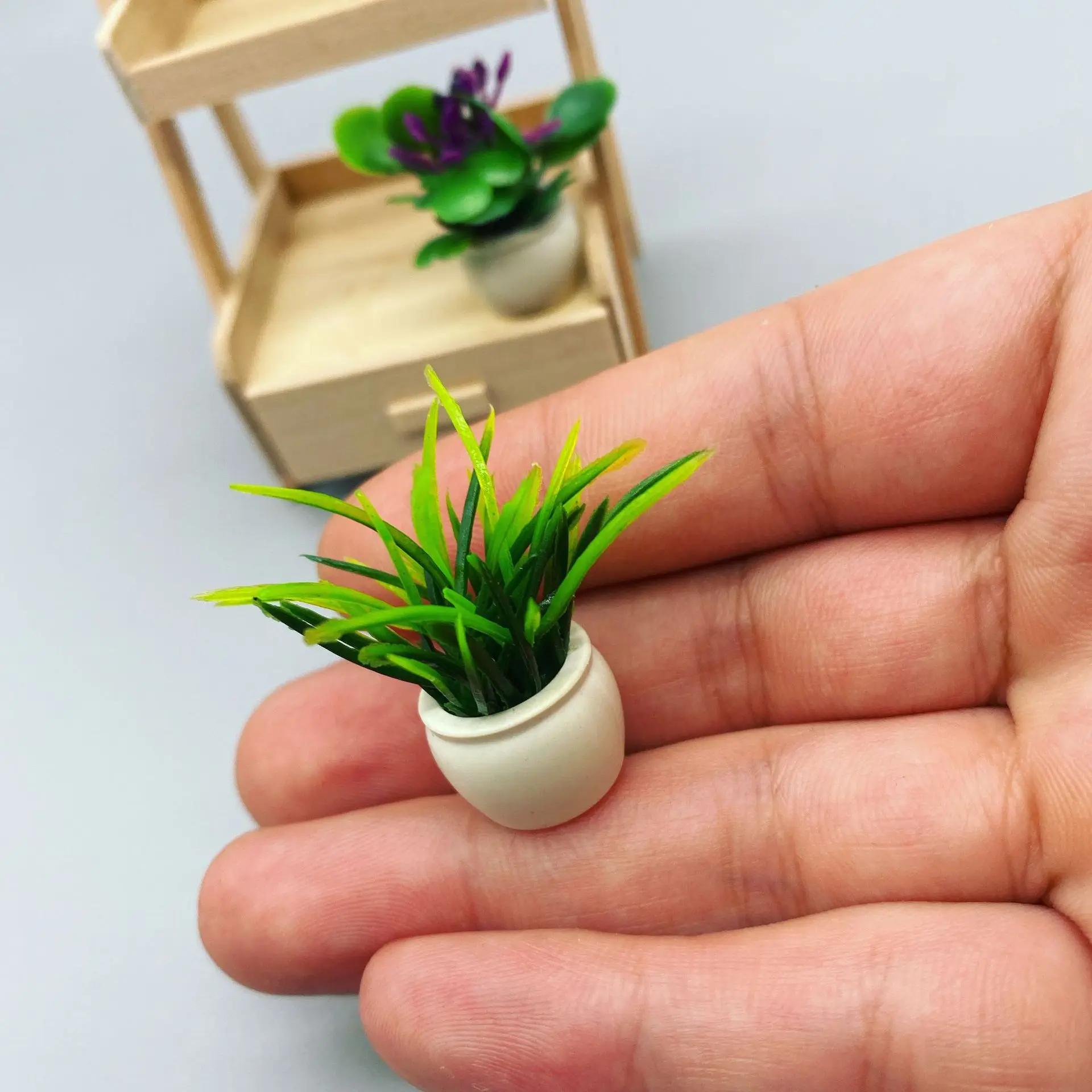 

Furniture Potted Miniature Artificial Tiny Bonsai Model Mini Flowerpot Fake Succulent Plant Greenery Ornament Fairy Garden Gnome