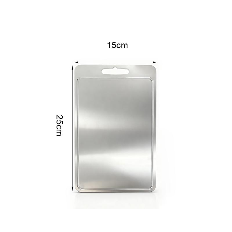 Grooved Antibacterial Mold-Resistant 304 Stainless Steel Cutting Board Double-Sided Stainless Steel Chopping Board 25*15CM серебряный
