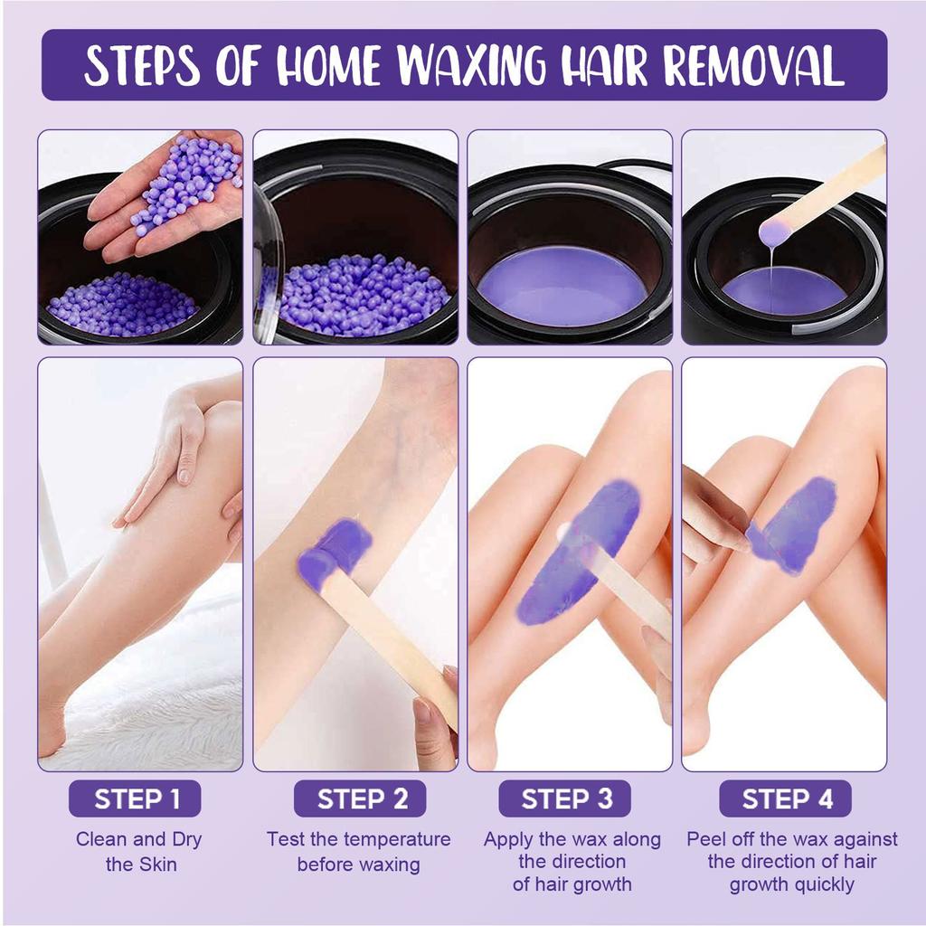 Lavender Scented Hair Removal Wax Beans - Alcohol-free, Painless and Gentle, Suitable for All Skin Types, Ideal for Face, Bikini Area