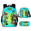 Kids Plant Zombies Backpack Set School Oxford Fabric Dual-Shoulder Bag With Crossbody Pencil Case Lightweight Breathable