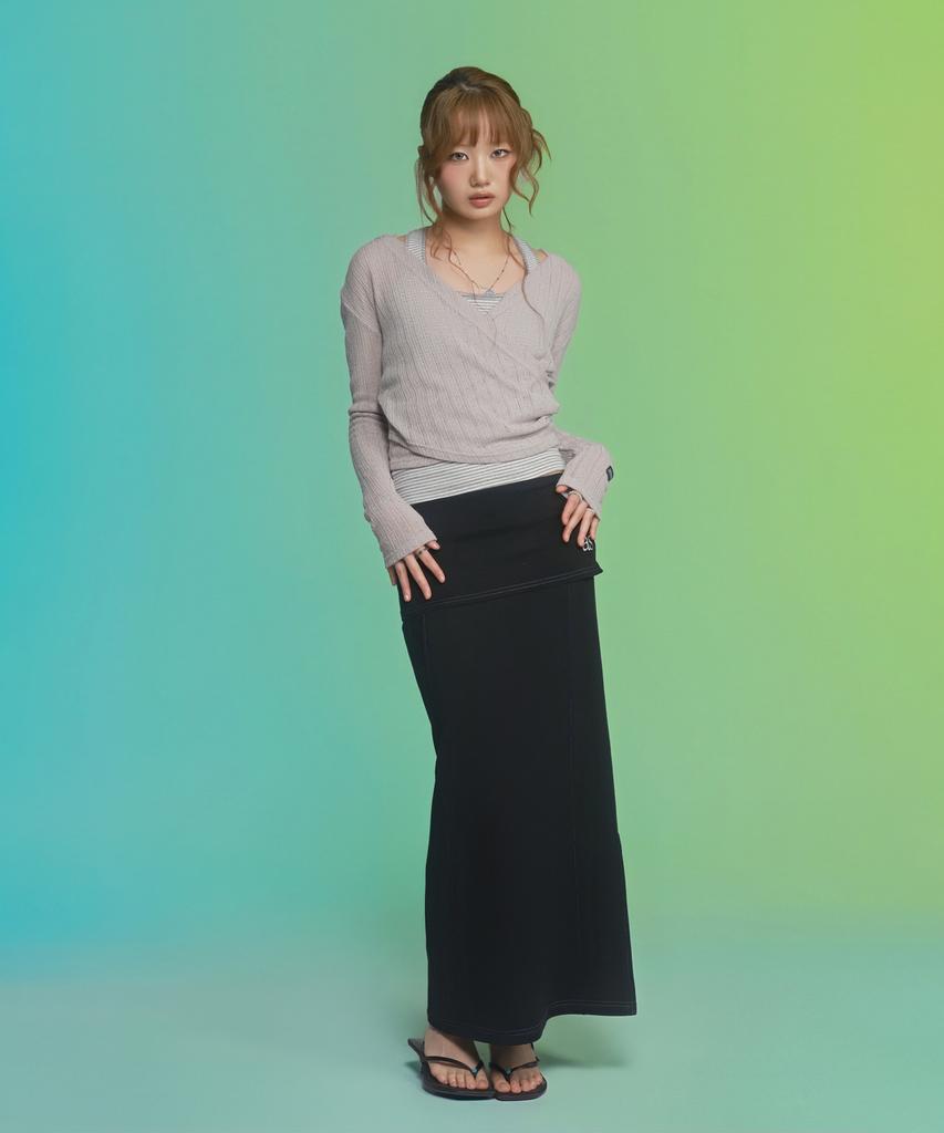 Aejeuon Dewy Long Skirt / Black