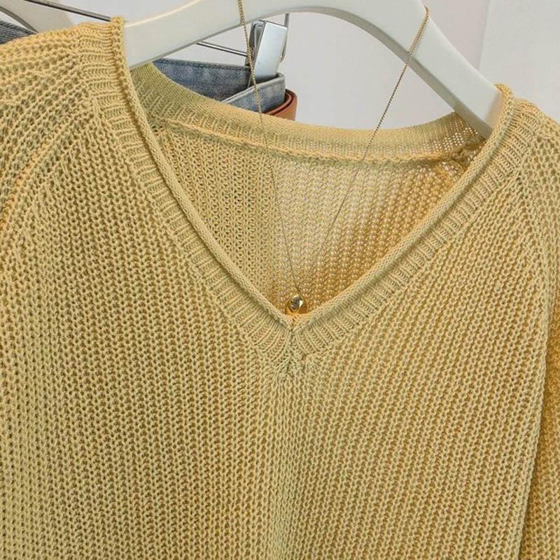 Sweater for Women Autumn Winter Thickened  Warm Knitted Stretchy Long Sleeve Oversize V-neck Tops