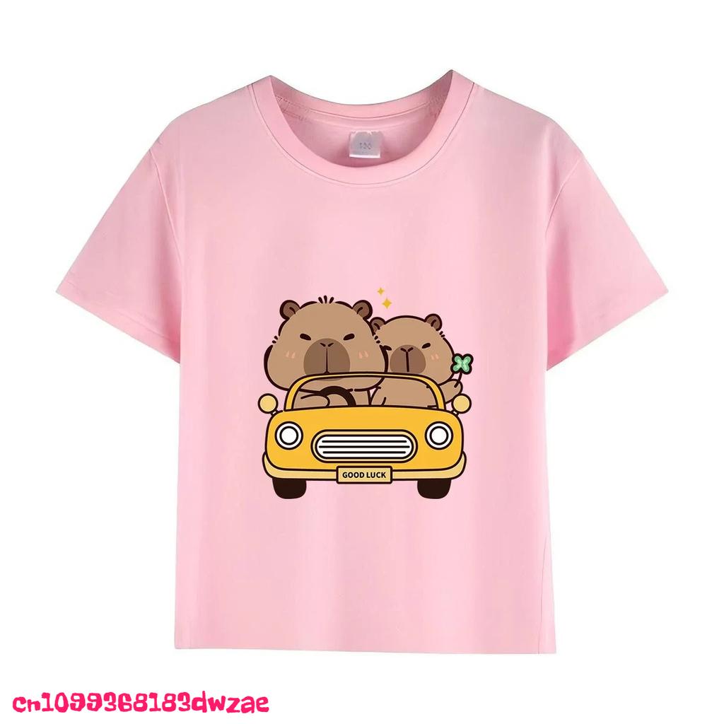 Summer Trend Capybara Printing Cute Children's Short-Sleeved T-Shirt Cute Comfortable Versatile Boy and Girl T-Shirt