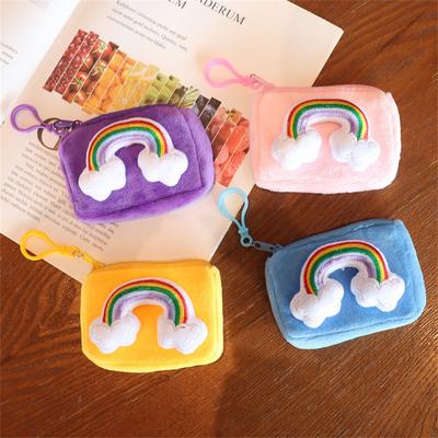 Candy 3D Rainbow Coin Purse Plush Small Wallet Zipper Key Pouch Card Holder Mini Headphone Storage Bag for Women Student