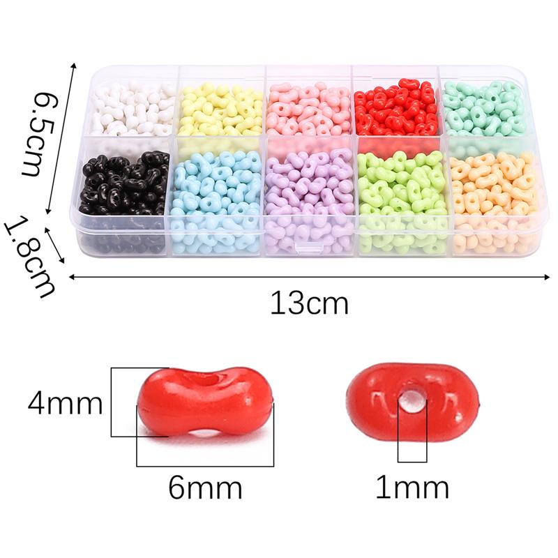 1050 Stück/Box Acrylperlen Erdnuss Zubehörset für DIY Halskette Armband Schmuckherstellung