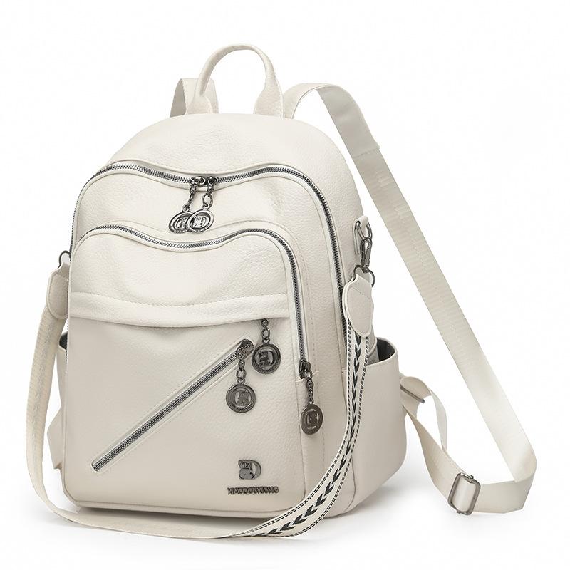 Schoolbag: New women's backpack, for work and travel, large capacity, versatile and practical soft leather backpack