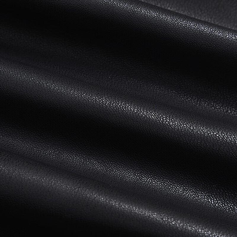 Shechi Women's Spliced Lapel PU Leather Biker Jacket