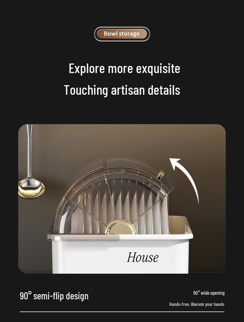 Multi-Functional Kitchen Storage Box with Lid: Bowl & Chopstick Rack, Draining Cabinet Organizer