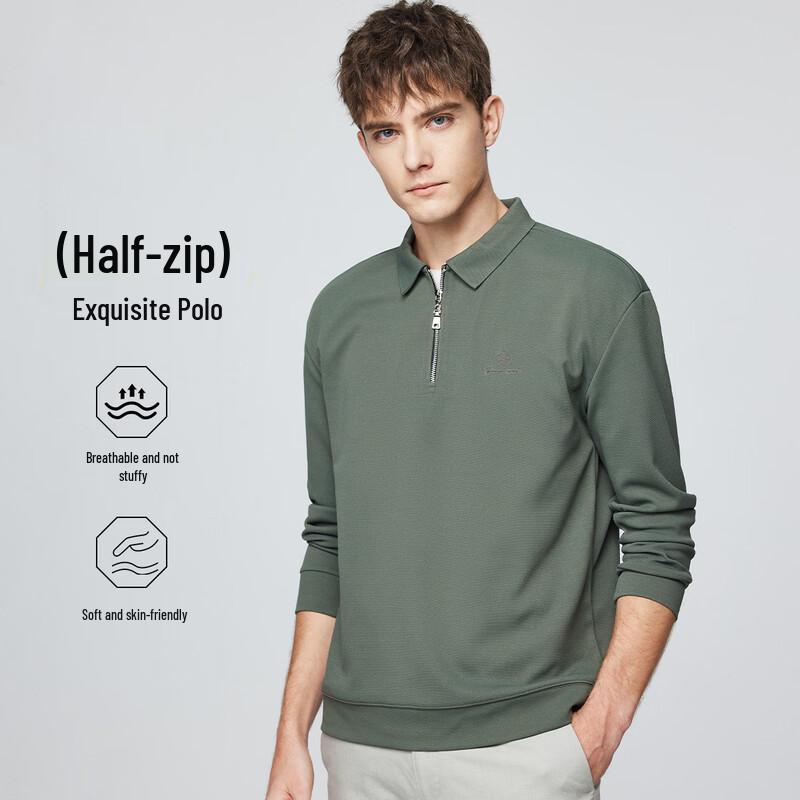 Hodo Men's Seamless Honeycomb Half-Zip Polo Shirt