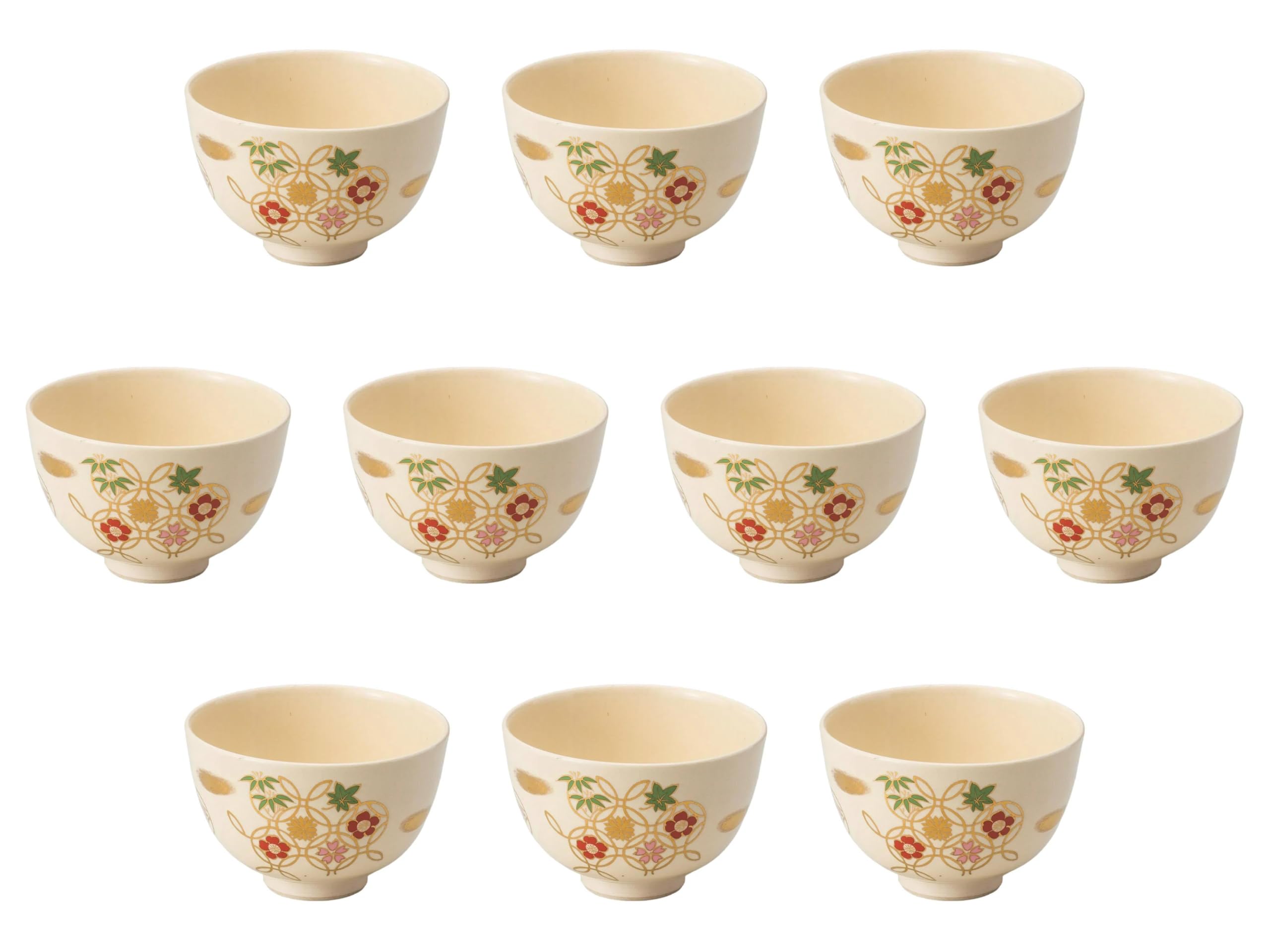 

Set of 10 Ninsei Flower Shippo Matcha Bowls x Matcha Bowls Setomonohonpo [12 7.5cm]