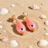 Stainless Steel Earrings Colorful Ocean Ceramic Fish Drop Dangle Earrings for Women Summer Beach Holiday Handmade Jewelry Gift