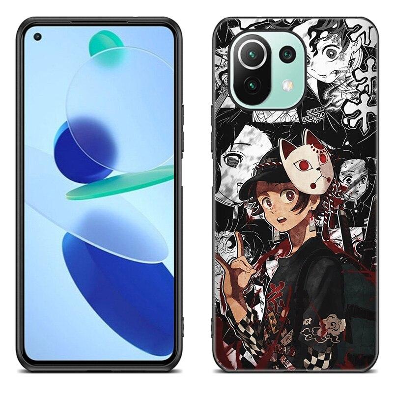 Anime Demon Slayer tanjiro Case For Xiaomi Mi 11 Lite NE 11i 10T 11T Pro A2 A3 Lite POCO F3 M3 M4 C31 X3 Pro NFC GT Black Cover