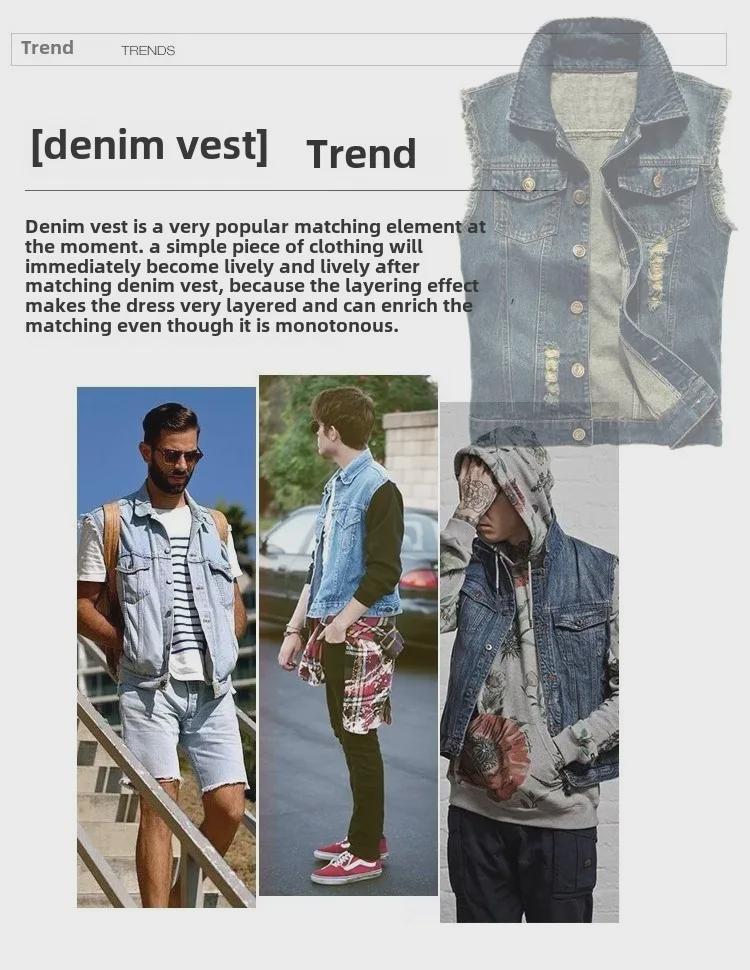 2025 Men’s Slim Fit Denim Vest - Korean Style Sleeveless Waistcoat for Spring & Autumn in Large Size
